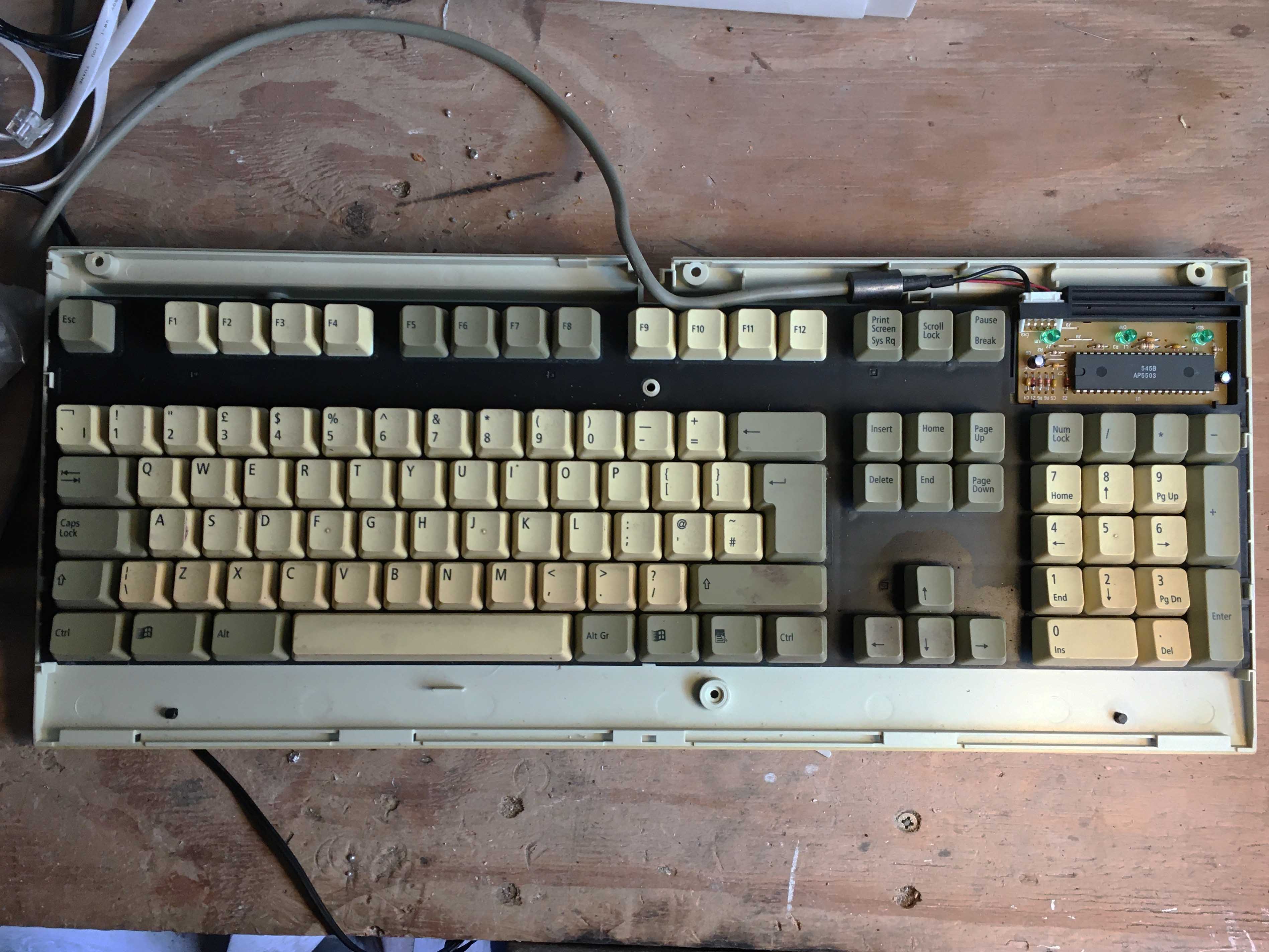 Photo of top side of the actual keyboard with plastic removed.