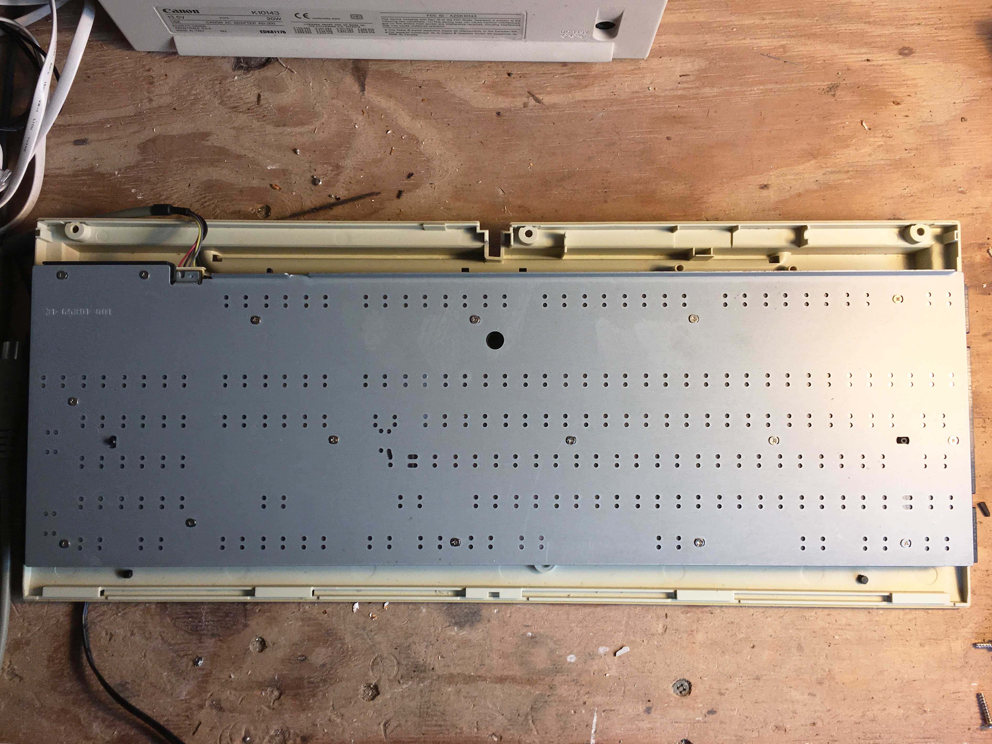 Photo of bottom side of the actual keyboard with plastic removed.