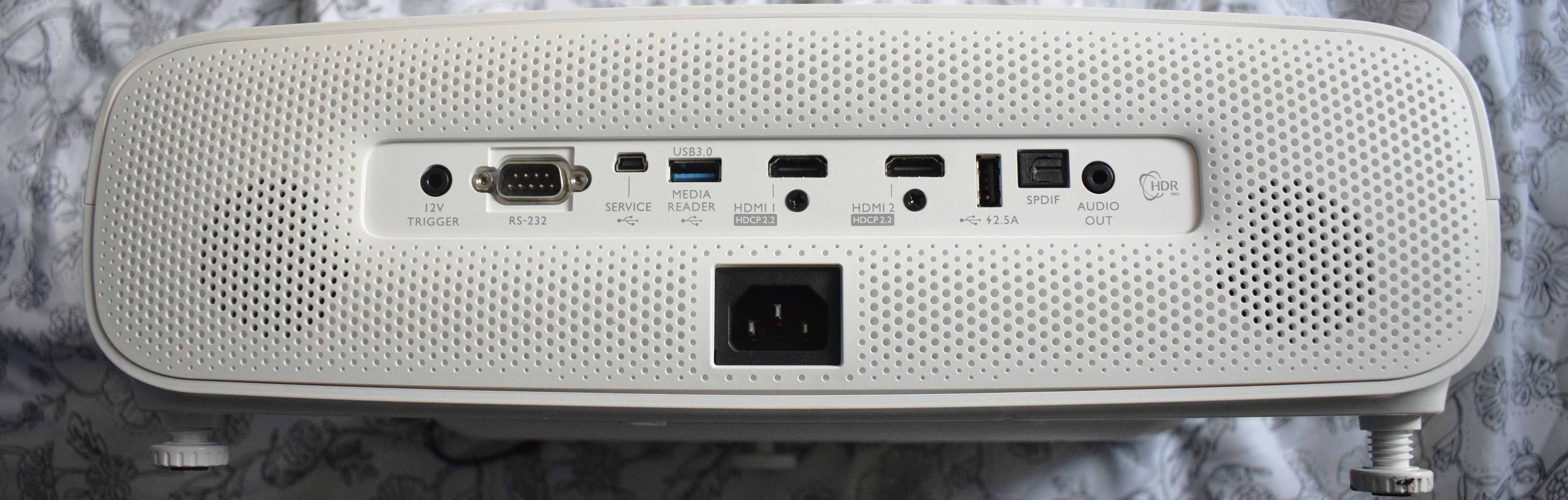 Image of the back of the projector showing ports.