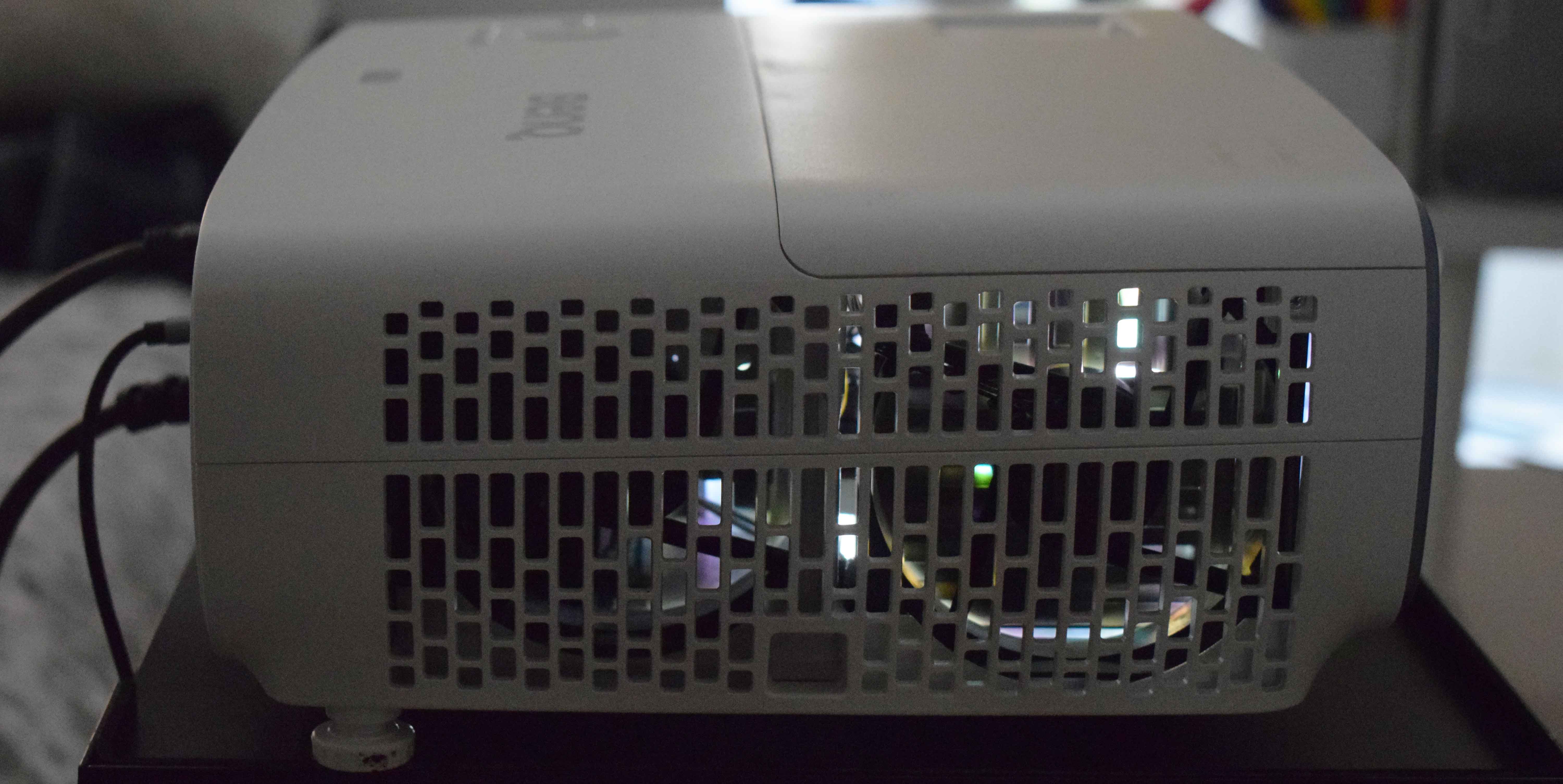 Image of side of projector showing fans and air flow design.