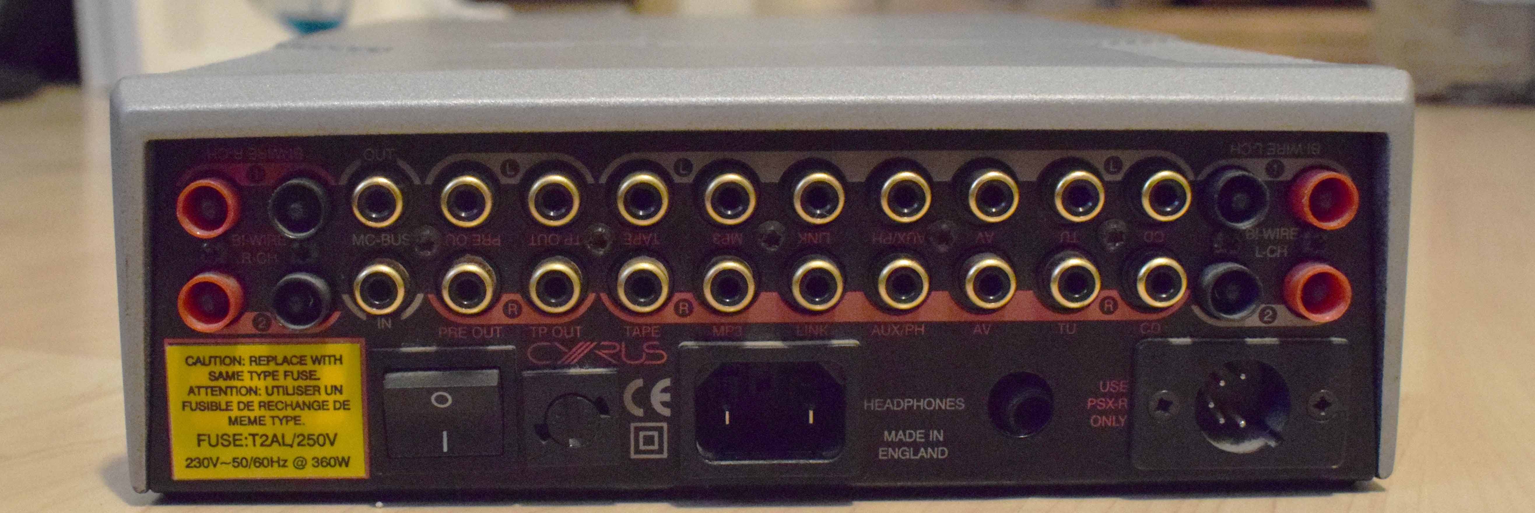 Image of the back showing inputs and output connectors.