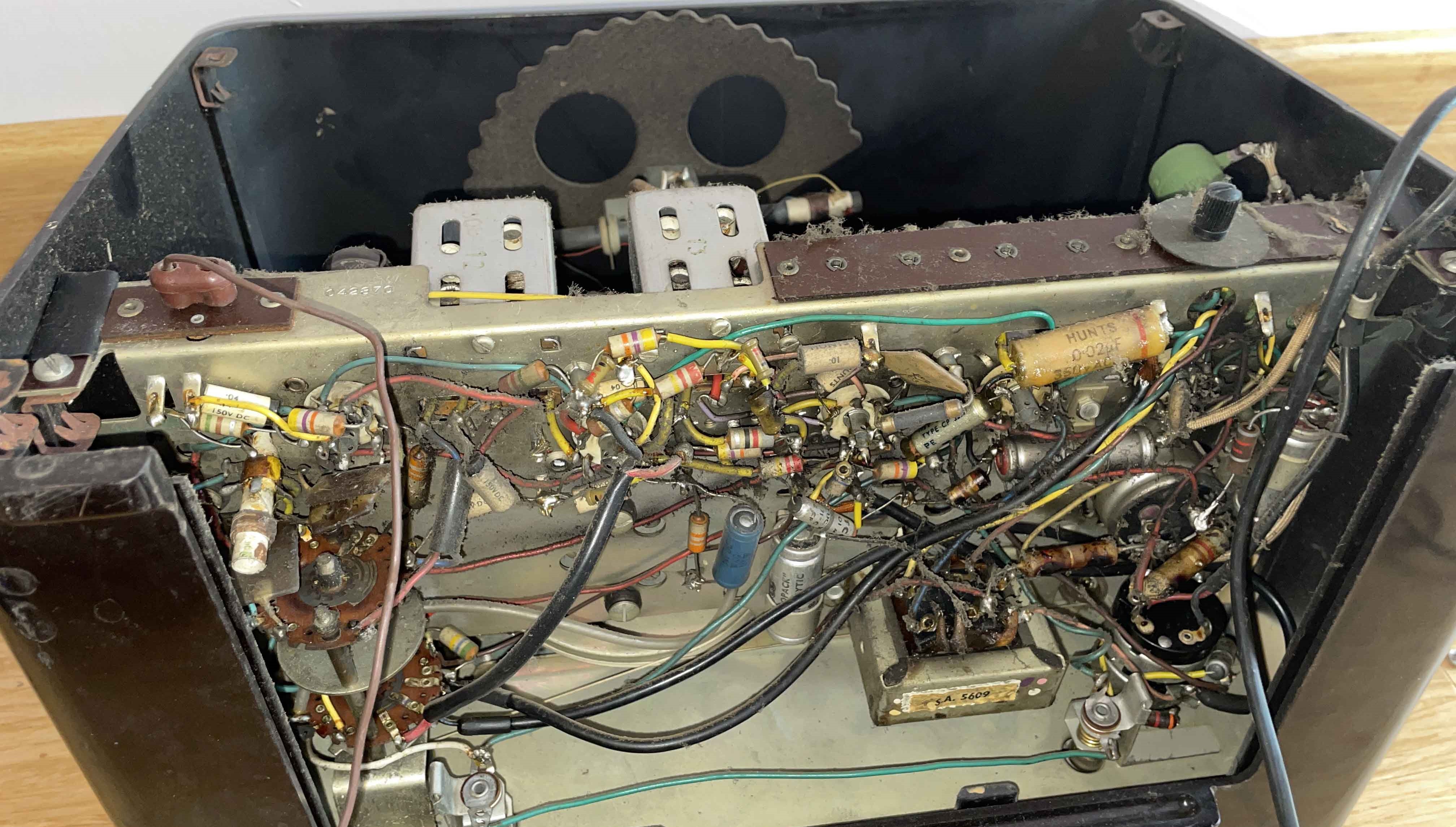 Image of internal passive components on the underside of the unit.
