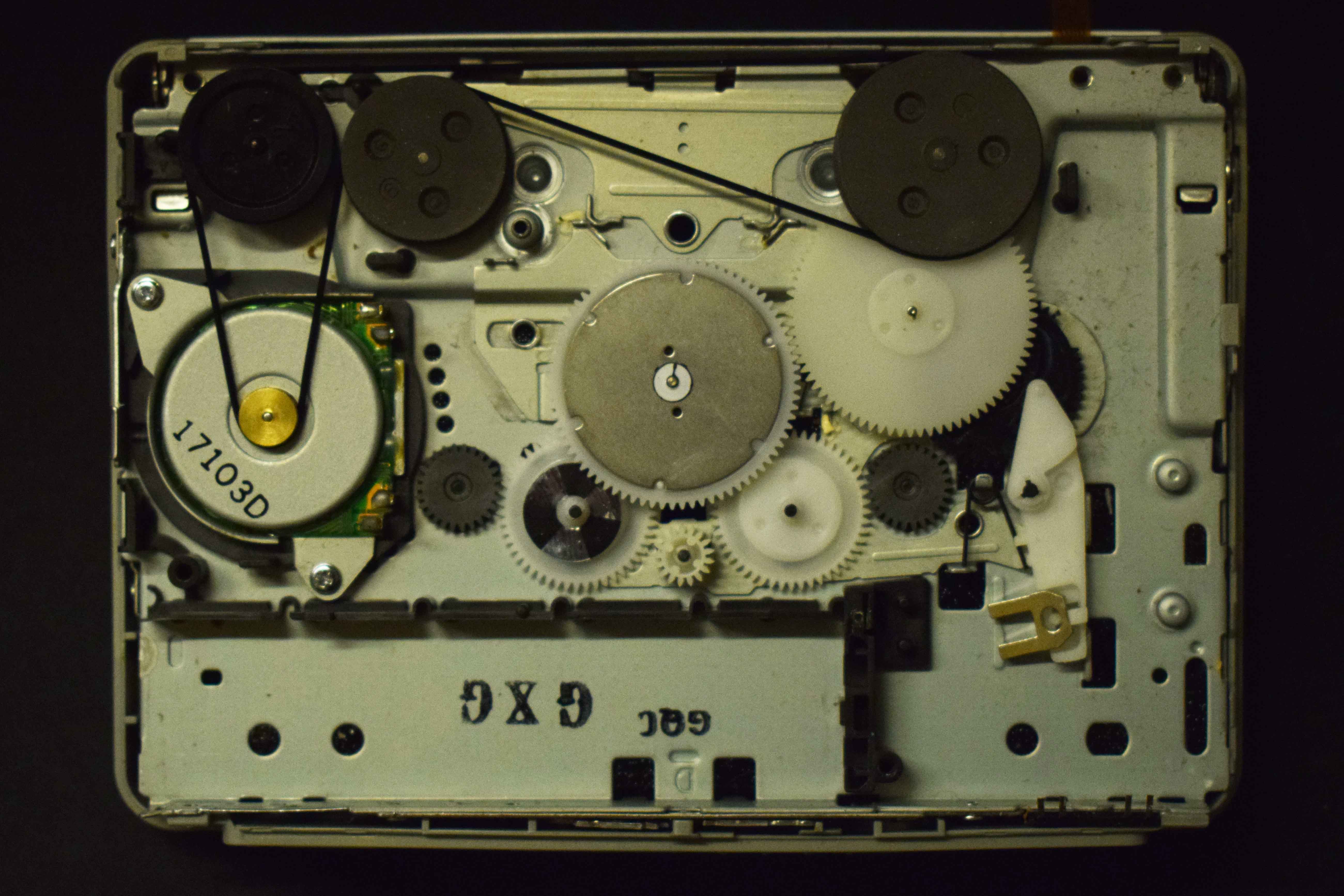 Internal view of gear mechanism with PCB removed
