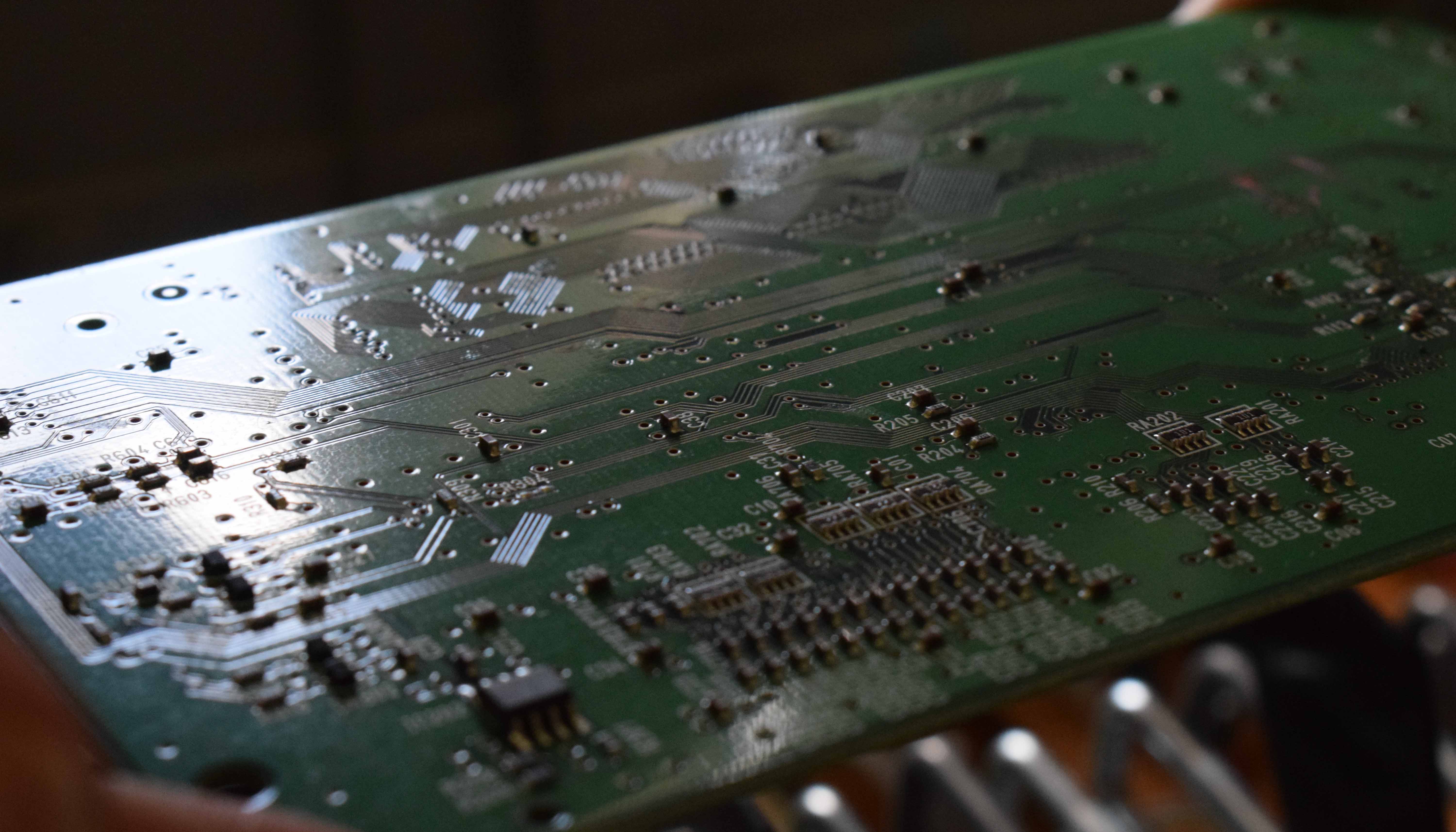 Close-up of mainboard PCB