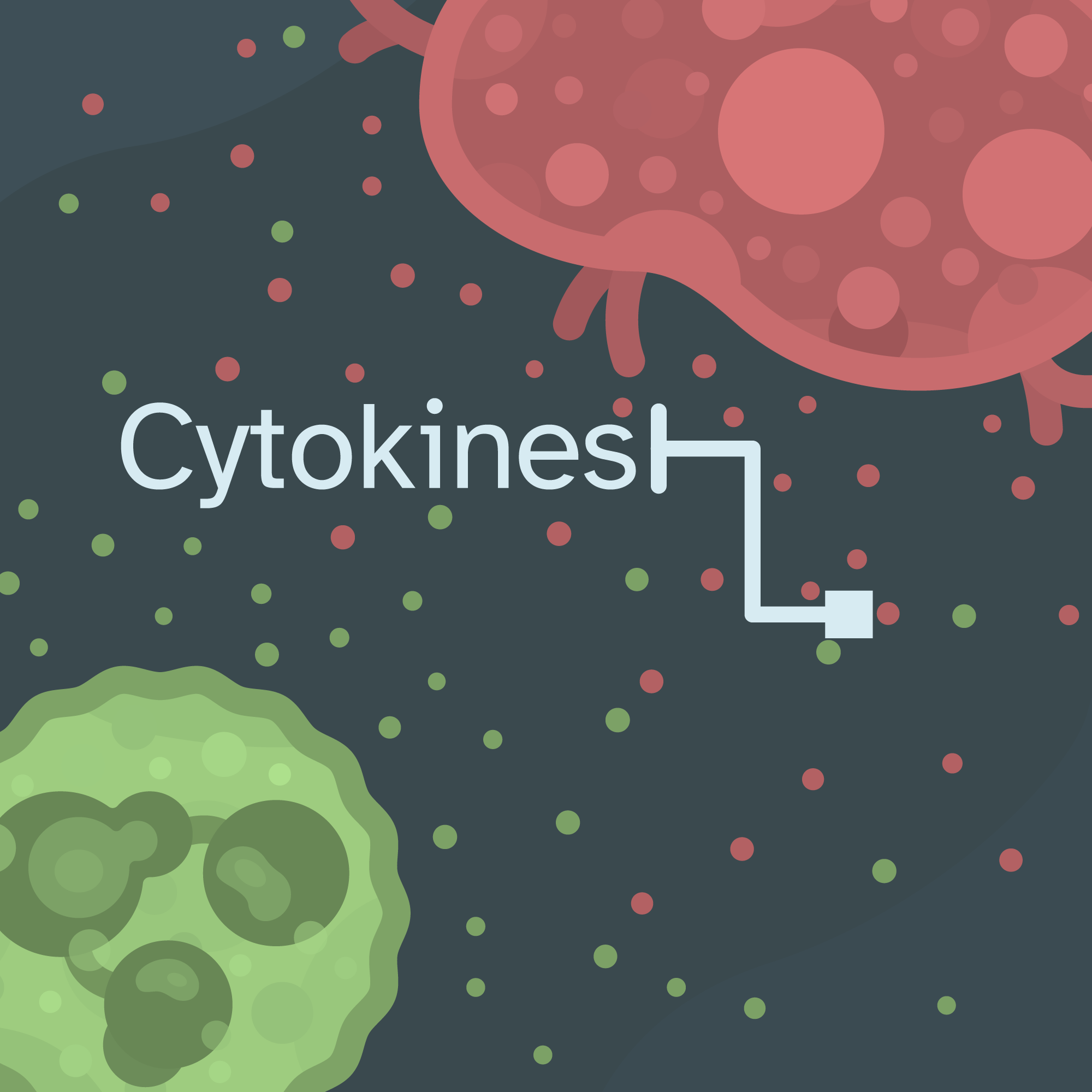 illustrated diagram of immune cells releasing cytokines