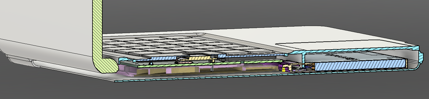 3D CAD model of the MechBook Pro internals