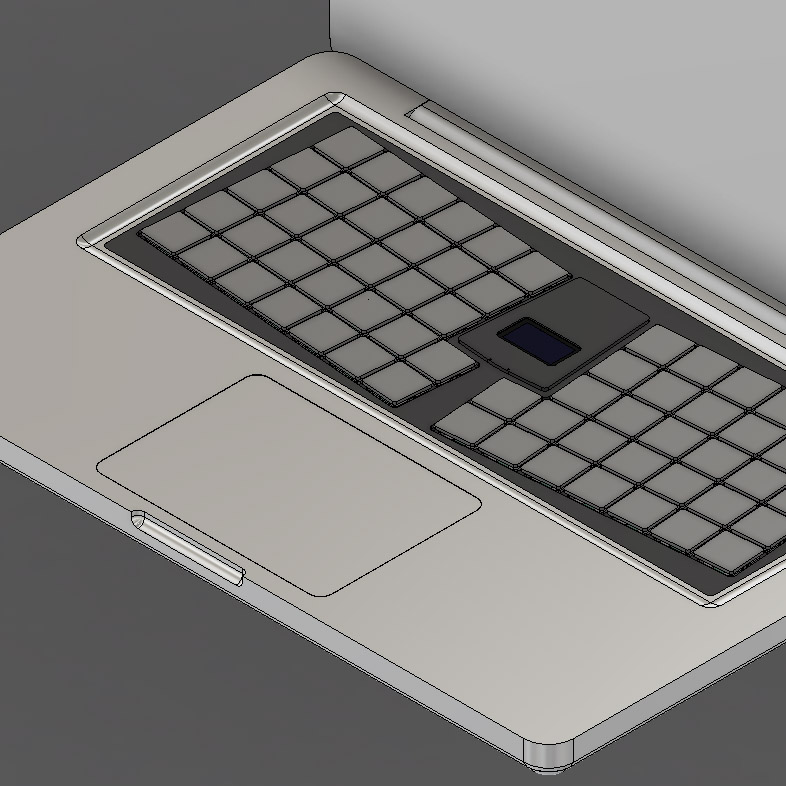 In progress 3D CAD model of the MechBook Pro