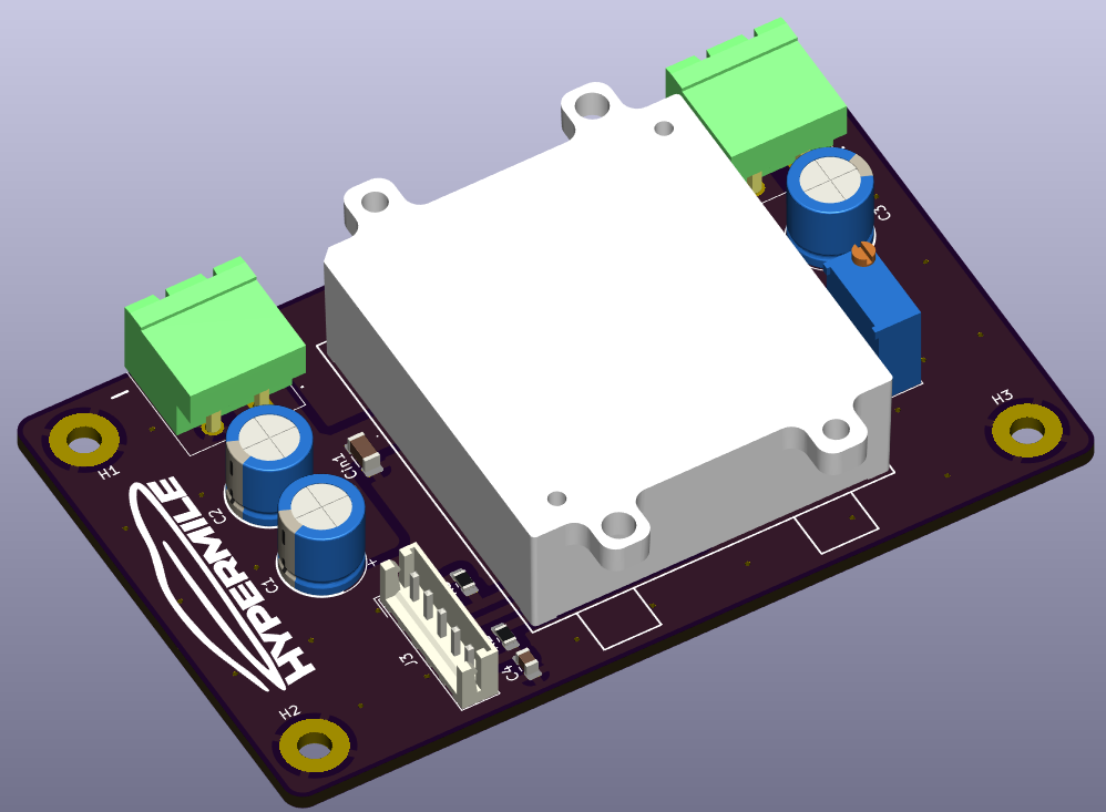 Screenshot of 3D model of the 90 W DCDC converter.
