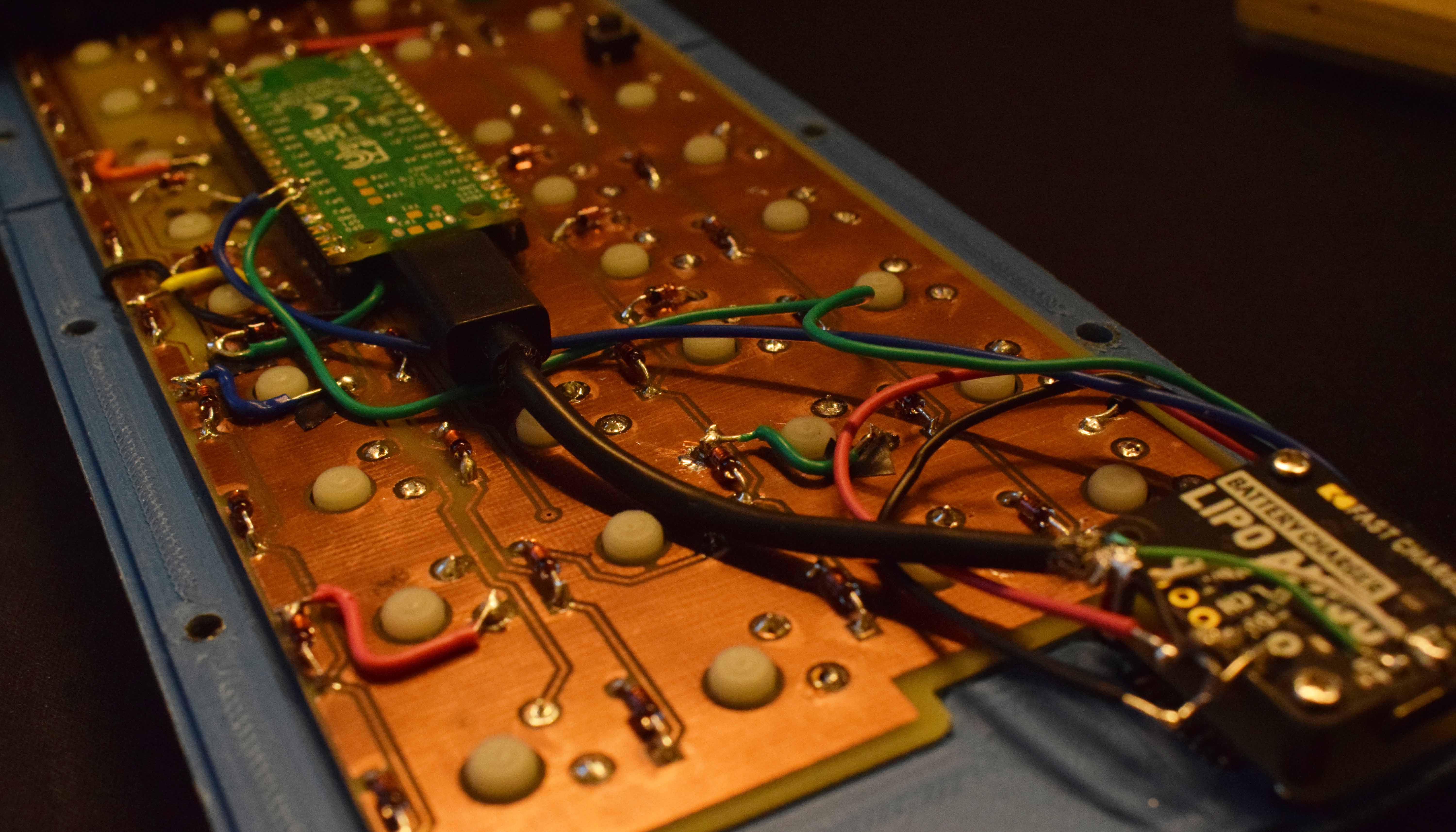 Close-up of PCB and soldered electronics